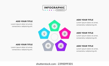 Vector infographic design template with icons and 5 options or steps It can be used for process diagrams, presentations, workflow layouts, banners, and flow charts.