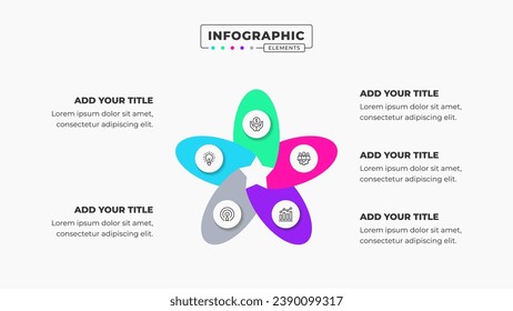 Vector infographic design template with icons and 5 options or steps It can be used for process diagrams, presentations, workflow layouts, banners, and flow charts.