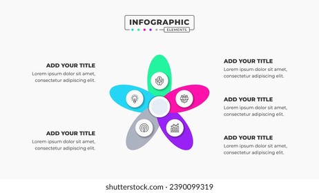 Vector infographic design template with icons and 5 options or steps It can be used for process diagrams, presentations, workflow layouts, banners, and flow charts.