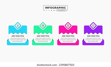 Vector infographic design template with icons and 4 options or steps It can be used for process diagrams, presentations, workflow layouts, banners, and flow charts.