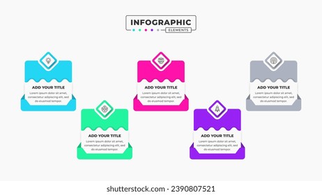 Vector infographic design template with icons and 5 options or steps It can be used for process diagrams, presentations, workflow layouts, banners, and flow charts.