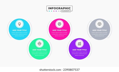 Vector infographic design template with icons and 5 options or steps It can be used for process diagrams, presentations, workflow layouts, banners, and flow charts.