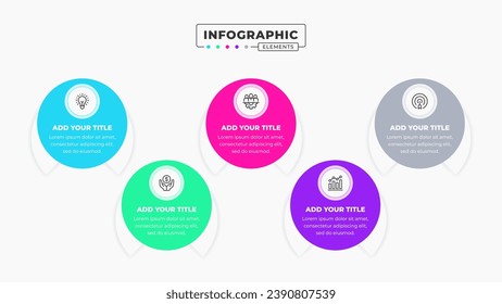 Vector infographic design template with icons and 5 options or steps It can be used for process diagrams, presentations, workflow layouts, banners, and flow charts.