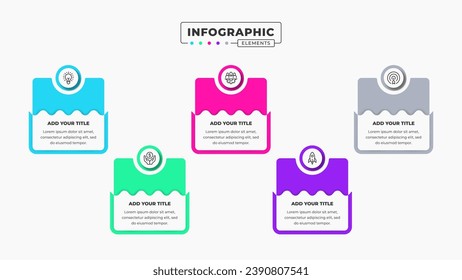 Vector infographic design template with icons and 5 options or steps It can be used for process diagrams, presentations, workflow layouts, banners, and flow charts.