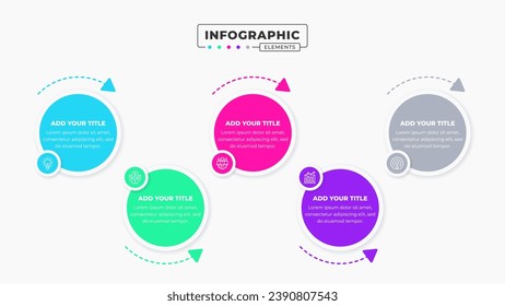 Vector infographic design template with icons and 5 options or steps It can be used for process diagrams, presentations, workflow layouts, banners, and flow charts.