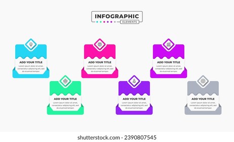 Vector infographic design template with icons and six options or steps It can be used for process diagrams, presentations, workflow layouts, banners, and flow charts.