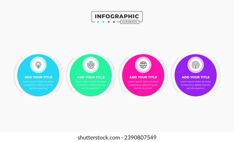 Plantilla de diseño de infografía vectorial con iconos y 4 opciones o pasos Se puede utilizar para diagramas de procesos, presentaciones, diseños de flujo de trabajo, banners y diagramas de flujo.