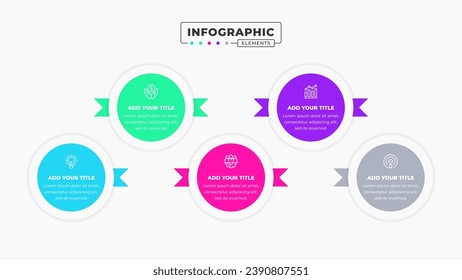 Vector infographic design template with icons and 5 options or steps It can be used for process diagrams, presentations, workflow layouts, banners, and flow charts.