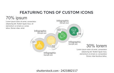 Vector Infographic design template with icons and 4 options or steps. Can be used for process diagram, presentations, workflow layout, banner, flow chart, info graph.