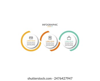 Vector Plantilla de diseño infográfico con iconos y 3 opciones o pasos. Se puede utilizar para el diagrama de proceso, presentaciones, diseño de flujo de trabajo, Anuncio, diagrama de flujo, infografía.