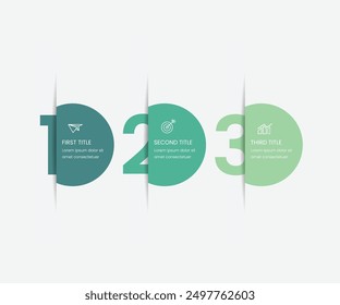 Vector Infographic design template with icons and 3 numbers options or steps. Can be used for process diagram, presentations, workflow layout, banner, flow chart, info graph.