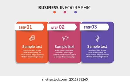Vector infographic design template with icons and 3 options or steps. Can be used for process diagram, presentations, workflow layout, banner, flow chart, info graph	