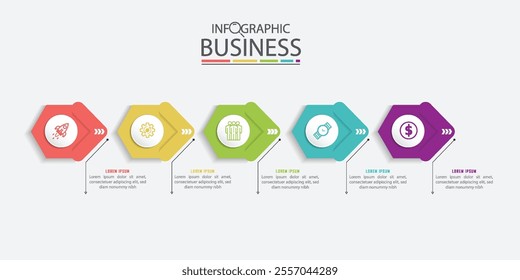 Vector Infographic design template with icons and options. business timeline for presentation, diagram, web, banner