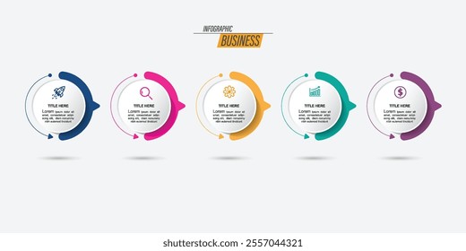 Vector Infographic design template with icons and options. business timeline for presentation, diagram, web, banner