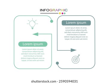 Vector infographic design template with icons. Business concept with 2 options or steps. 