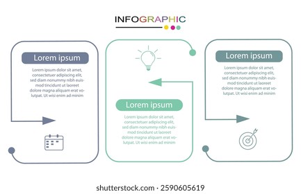 Vector infographic design template with icons. Business concept with 3 options or steps. 