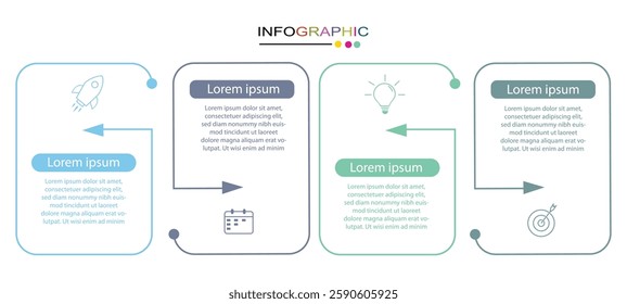 Vector infographic design template with icons. Business concept with 4 options or steps. 