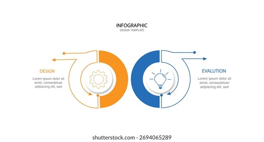Plantilla de diseño de infografía de Vector con iconos, con 2 opciones o pasos.