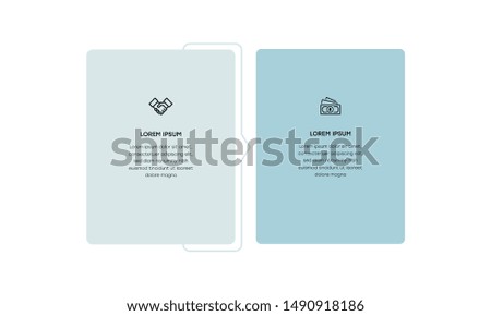 Vector Infographic design template with icons and 2 numbers options or steps. Can be used for process diagram, presentations, workflow layout, banner, flow chart, info graph.