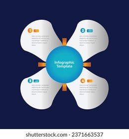 Vector infographic design template illustration with 4 options or steps, with Dark blue background.