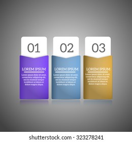 Vector infographic design template and marketing icons, Business concept with 3 options, parts, steps or processes. Can be used for workflow layout, diagram, number options, web design.