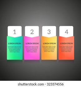 Vector infographic design template and marketing icons, Business concept with four options, parts, steps or processes. Can be used for workflow layout, diagram, number options, web design.