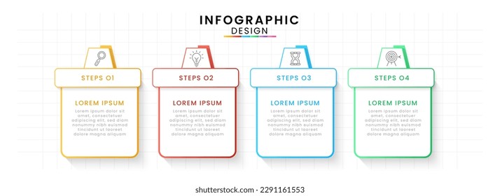 Vector Infographic design template modern timeline. 4 options or steps, Business project template for presentation and report.