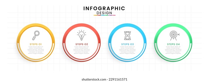 Vector Infographic design template modern timeline. 4 options or steps, Business project template for presentation and report.