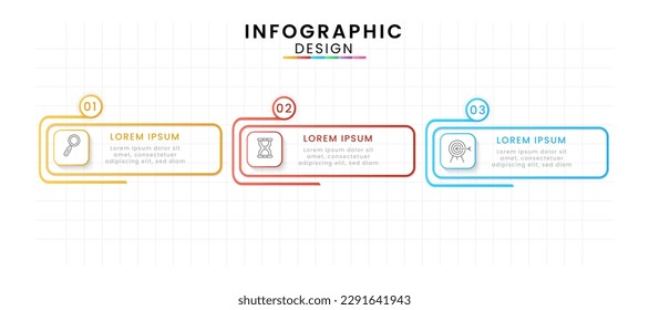 Plantilla de diseño de infografía vectorial con escala de tiempo moderna. 3 opciones o pasos, plantilla de proyecto de negocio para presentación e informe.