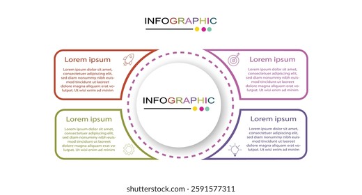 vector infographic design template with option 4 steps, business process, vector illustration.