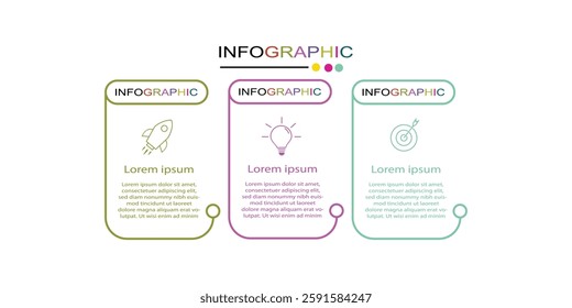 vector infographic design template with option 3 steps, business concept, vector illustration.