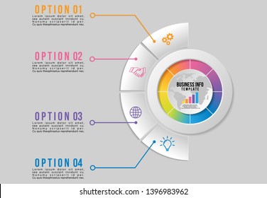 Vector Infographic Design Template with Options Steps. Business Data Visualization Timeline with Marketing Icons most useful can be used for presentation, diagrams, annual reports, workflow layout