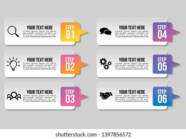 Vector Infographic Design Template with Options Steps. Business Data Visualization Timeline with Marketing Icons most useful can be used for presentation, diagrams, annual reports, workflow layout