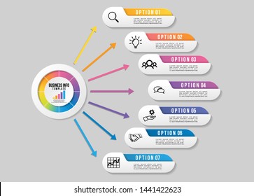 Vector Infographic Design Template with Options Steps and Marketing Icons. Business Data Visualization can be used for info graph, presentations, process, diagrams, annual reports, workflow layout