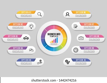 Vector Infographic Design Template with Options Steps and Marketing Icons. Business Data Visualization can be used for info graph, presentations, process, diagrams, annual reports, workflow layout