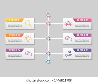Vector Infographic Design Template with Options Steps and Marketing Icons. Business Data Visualization can be used for info graph, presentations, process, diagrams, annual reports, workflow layout