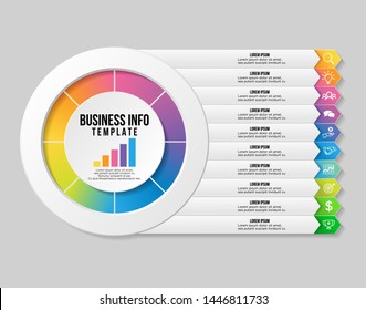 Vector Infographic Design Template with Options Steps and Marketing Icons. Business Data Visualization can be used for info graph, presentations, process, diagrams, annual reports, workflow layout