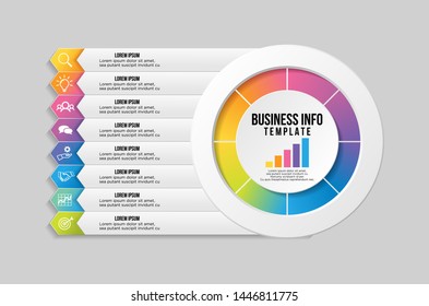 Vector Infographic Design Template with Options Steps and Marketing Icons. Business Data Visualization can be used for info graph, presentations, process, diagrams, annual reports, workflow layout