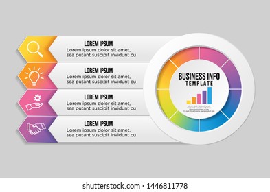Vector Infographic Design Template with Options Steps and Marketing Icons. Business Data Visualization can be used for info graph, presentations, process, diagrams, annual reports, workflow layout