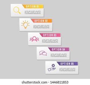 Vector Infographic Design Template with Options Steps and Marketing Icons. Business Data Visualization can be used for info graph, presentations, process, diagrams, annual reports, workflow layout