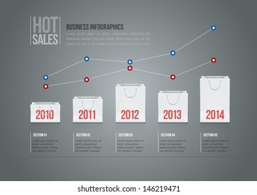 Plantilla de diseño de infografía vectorial con bolsas de papel.
