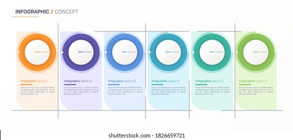 Plantilla de diseño de infografía vectorial. Seis opciones, pasos, niveles.