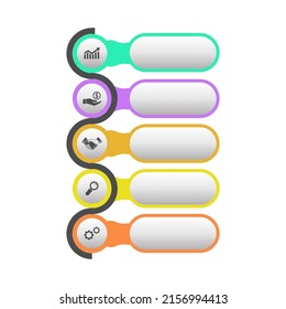 Vector Infographic design template with thin line icons and 5 options, process or steps. Used for process diagram, presentations, workflow layout, flow chart, infograph. Vector eps10 illustration.