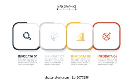 Vector infographic design template. Timeline with 4 steps, options or process. Can be used for workflow layout, diagram, annual report, presentation or web design.