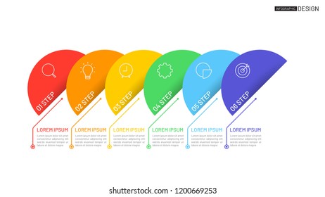 Vector infographic design template. Timeline with 6 options, steps, preocess.