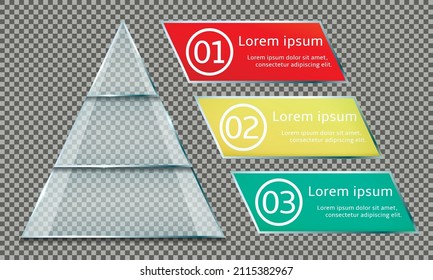 Vector infographic design template transparent glass pyramid