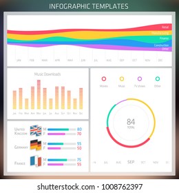 Vector Infographic design templates. Set of charts and elements 