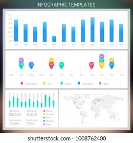 Vector Infographic design templates. Set of charts and elements 