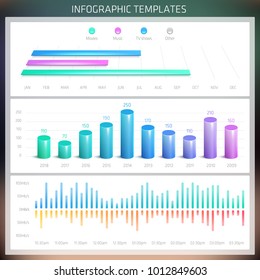 Vector Infographic design templates. Set of charts and elements 