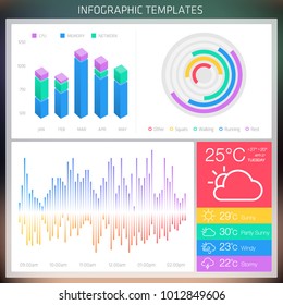 Vector Infographic design templates. Set of charts and elements 